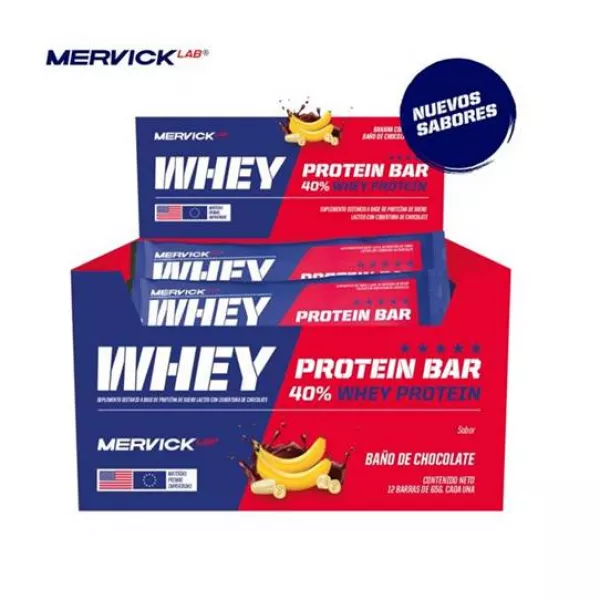 Ver más sobre Suplementos Barras de Proteina Mervick Whey Protein Bar 65 gramos x 12 unidades, Argentina