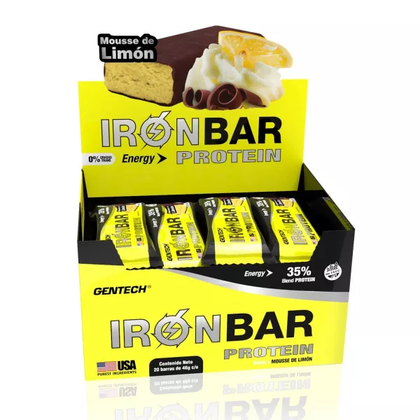 Barras de Proteinas Gentech Iron Bar x 20 barras 46 grs Limon