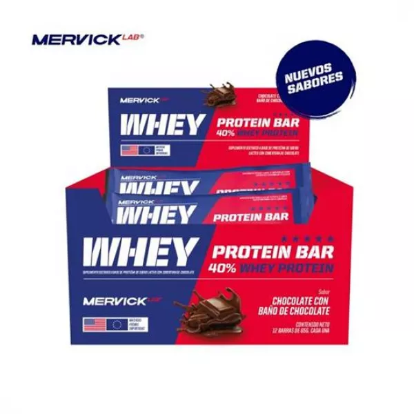 Barras de Proteina Mervick Whey Protein Bar x 12 unidades Chocolate