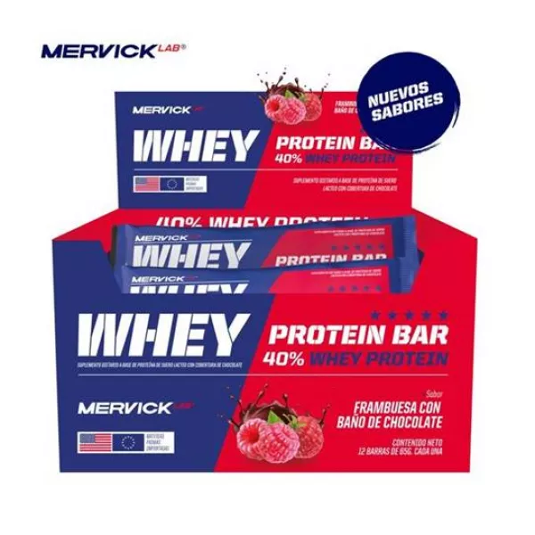 Barras de Proteina Mervick Whey Protein Bar x 12 unidades Frambuesa