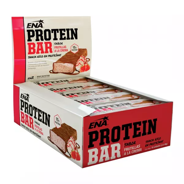 Barras de proteina ENA Protein Bar x 16 unidades Frutilla A La Crema