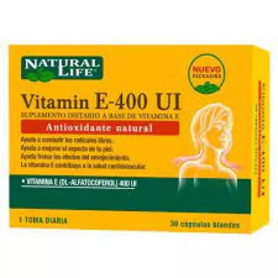 Vitaminas Natural Life Vitamina E 400 UI x 30 caps | Suplementos | Vitaminas