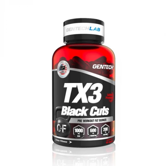 Quemador de grasa Gentech TX3 Black Cuts x 60 caps | Suplementos | Quemador de grasas 